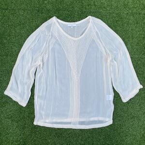 Iro Women's Oprah Embroidered Sheer Beige Tunic Size 42